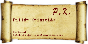 Pillár Krisztián névjegykártya